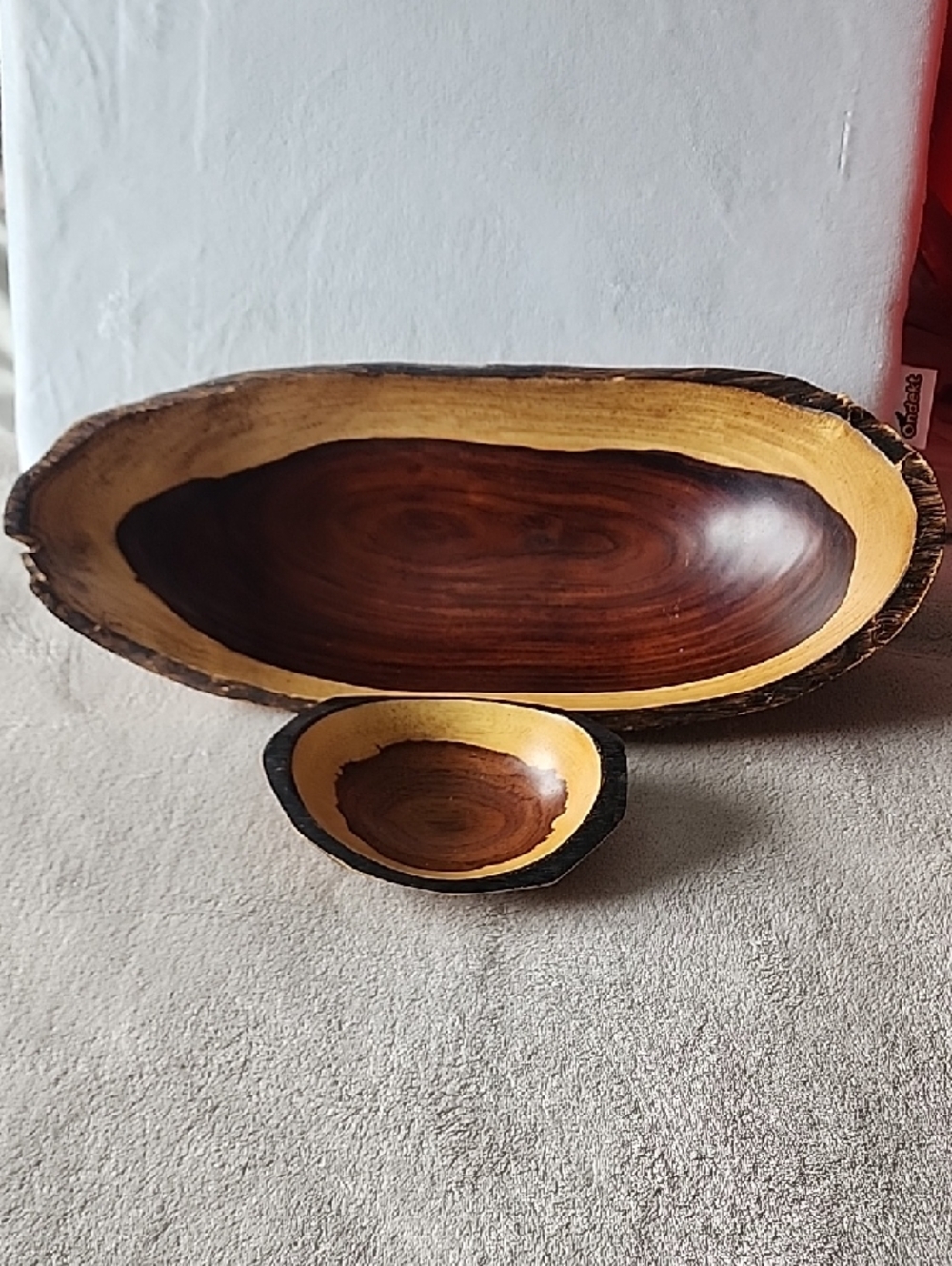 Handcarved Wooden Serving 2pc Bowl Set - Natural Costa Rican GUANACASTE 20x9inch